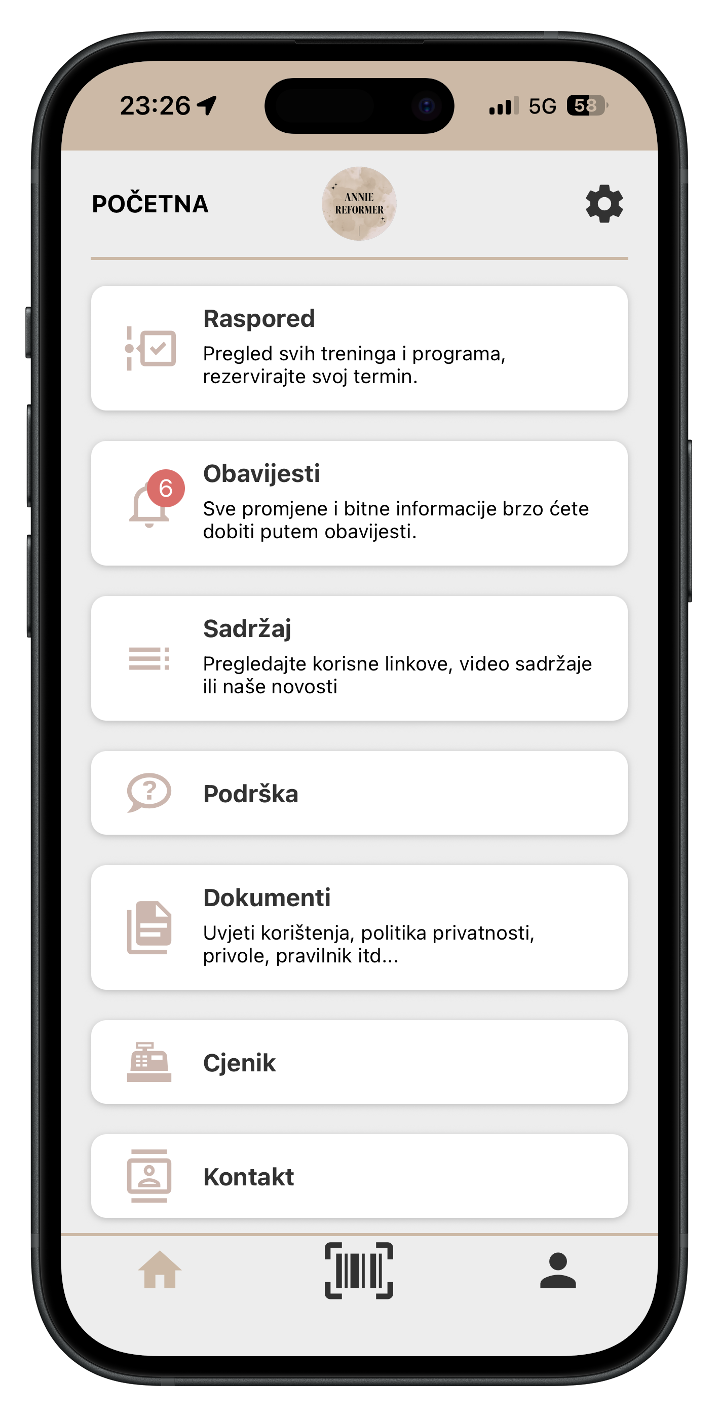 Fitko aplikacija za reformer studio