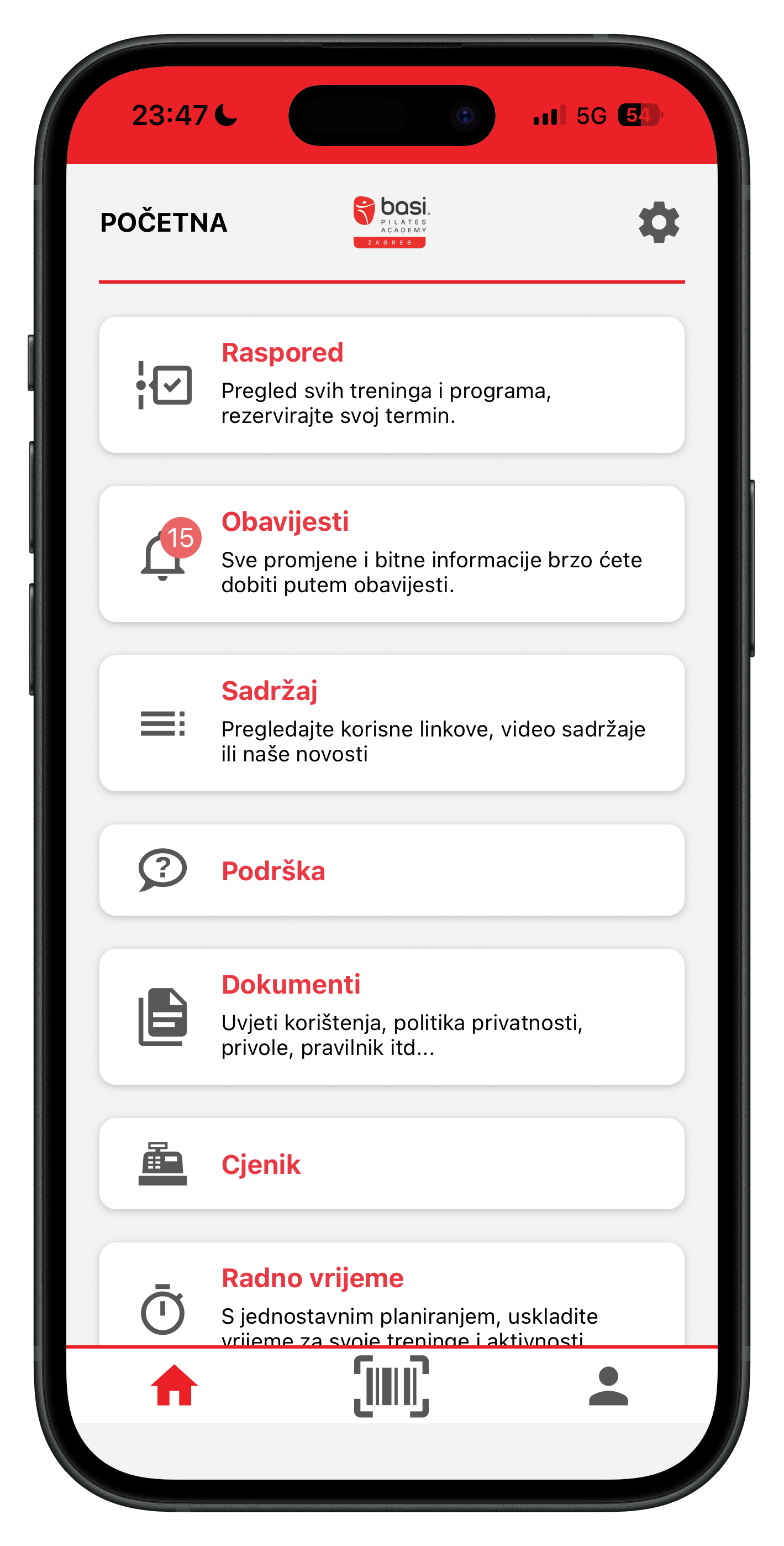 Fitko aplikacija za BASI pilates studio
